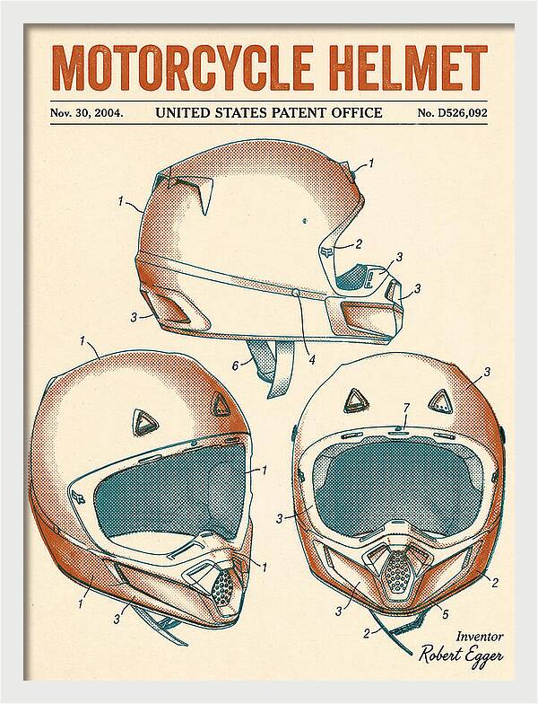 Motorcycle Helmet Fox Retro Patent Usd526092s1