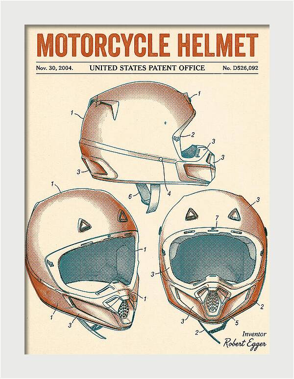 Motorcycle Helmet Fox Retro Patent Usd526092s1