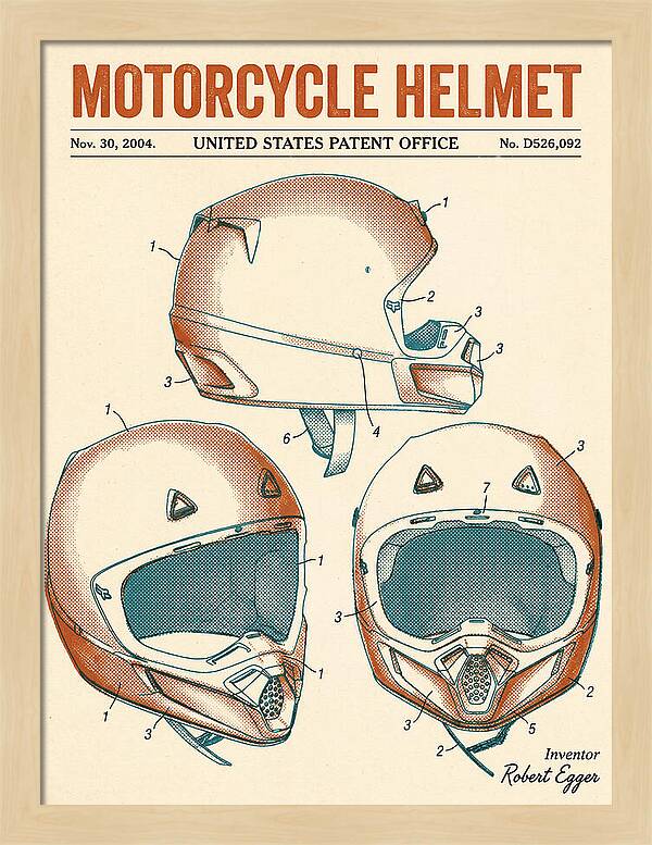 Motorcycle Helmet Fox Retro Patent Usd526092s1
