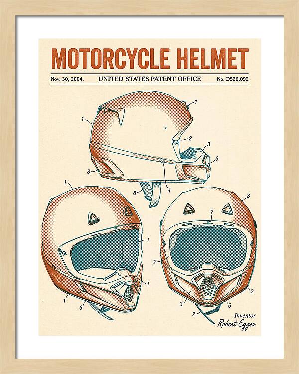 Motorcycle Helmet Fox Retro Patent Usd526092s1