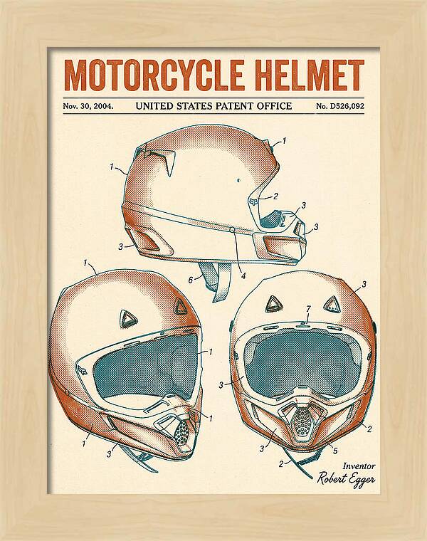 Motorcycle Helmet Fox Retro Patent Usd526092s1