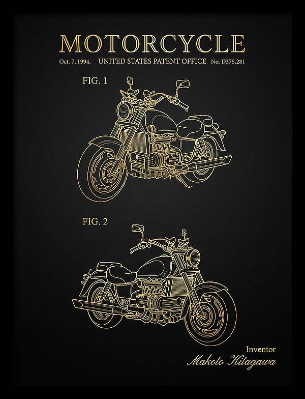 Motorcycle Honda Valkyrie Gold Patent Usd375281s