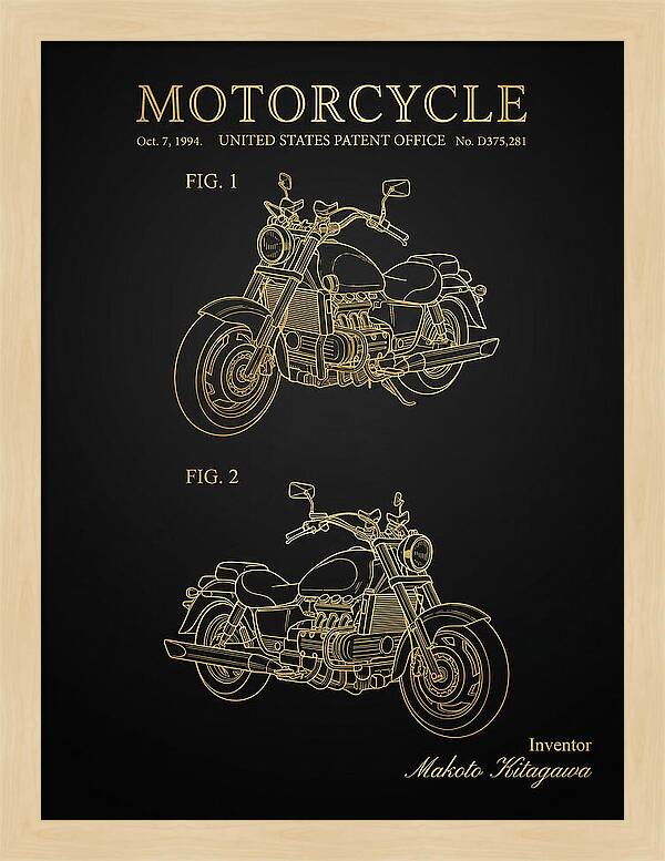 Motorcycle Honda Valkyrie Gold Patent Usd375281s