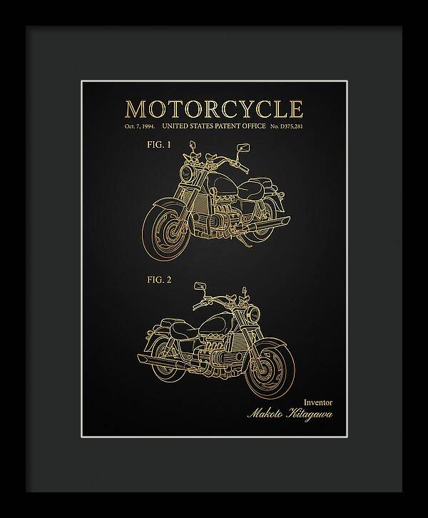 Motorcycle Honda Valkyrie Gold Patent Usd375281s