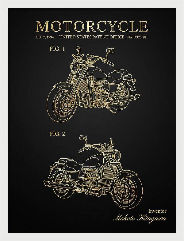 Motorcycle Honda Valkyrie Gold Patent Usd375281s