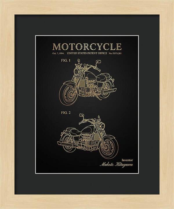 Motorcycle Honda Valkyrie Gold Patent Usd375281s