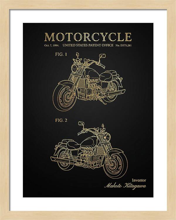 Motorcycle Honda Valkyrie Gold Patent Usd375281s