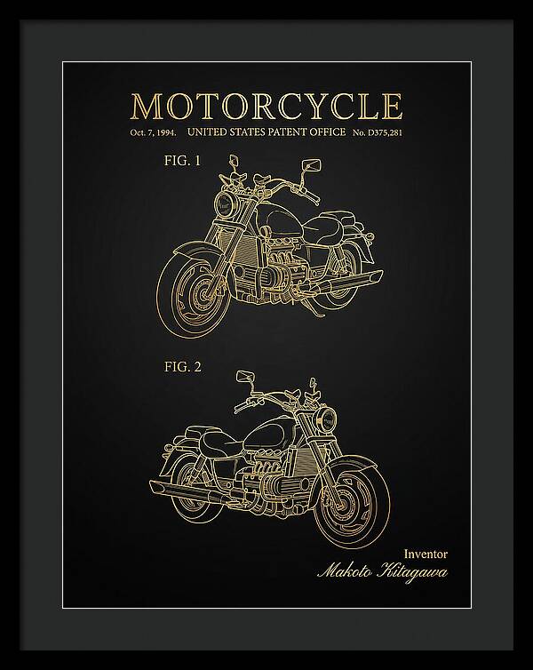 Motorcycle Honda Valkyrie Gold Patent Usd375281s