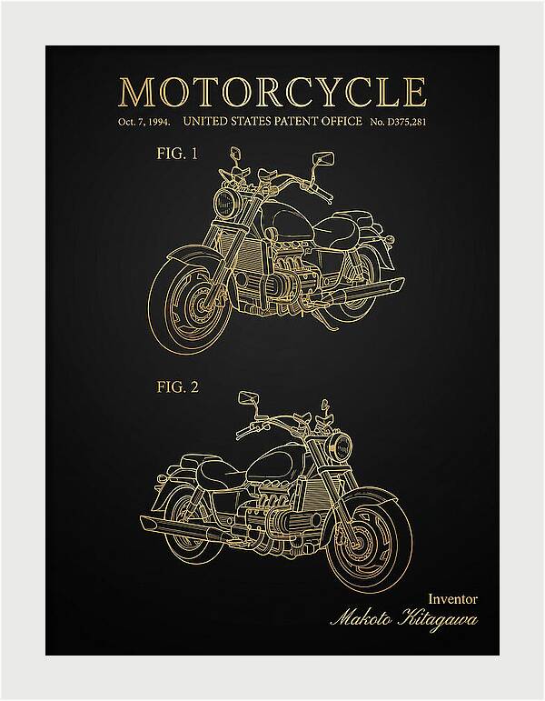 Motorcycle Honda Valkyrie Gold Patent Usd375281s