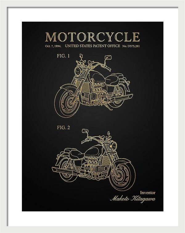 Motorcycle Honda Valkyrie Gold Patent Usd375281s