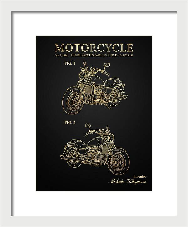 Motorcycle Honda Valkyrie Gold Patent Usd375281s