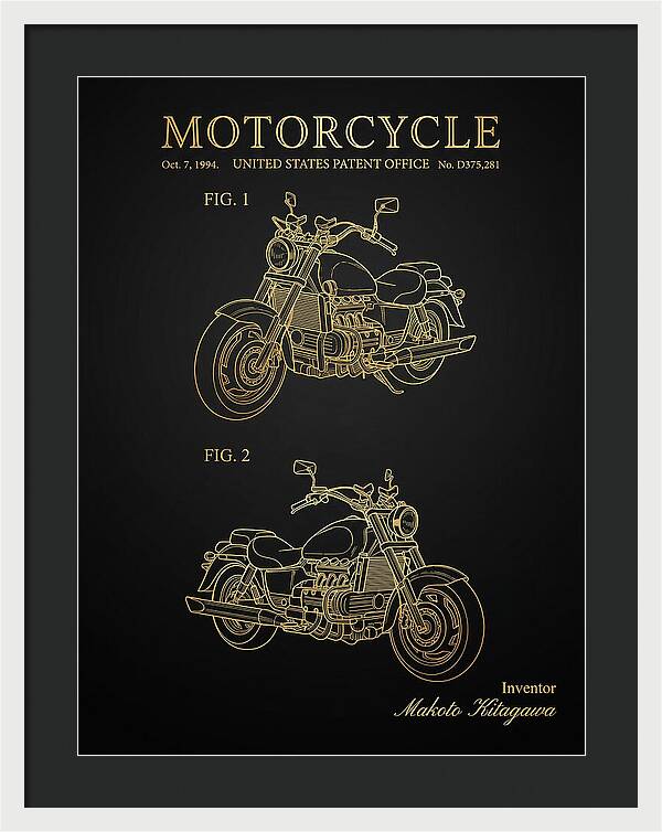 Motorcycle Honda Valkyrie Gold Patent Usd375281s