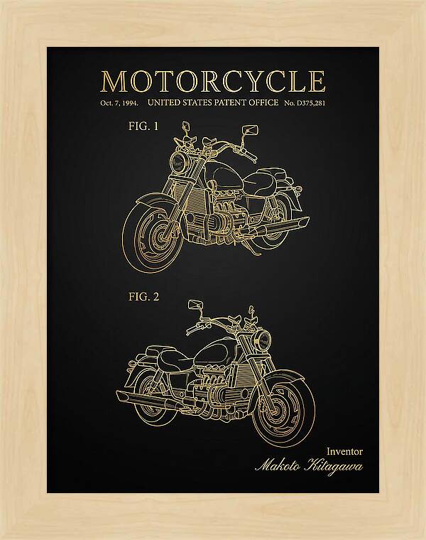 Motorcycle Honda Valkyrie Gold Patent Usd375281s