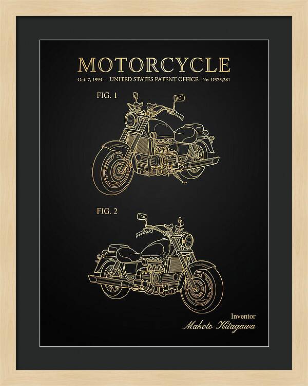 Motorcycle Honda Valkyrie Gold Patent Usd375281s
