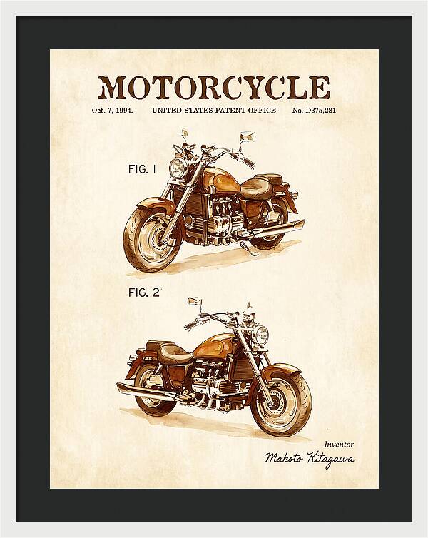 Motorcycle Honda Valkyrie Watercolor Patent Usd375281s