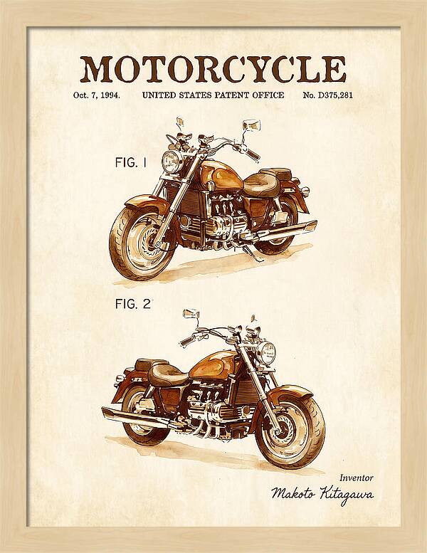 Motorcycle Honda Valkyrie Watercolor Patent Usd375281s