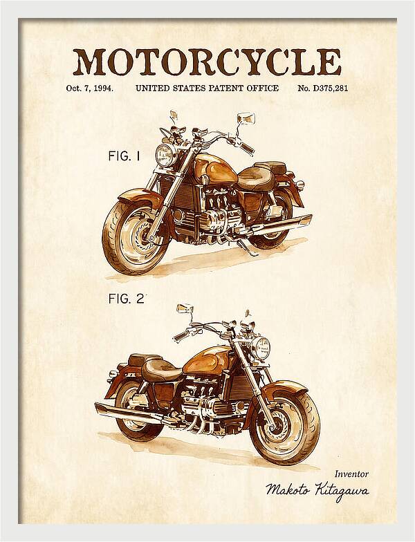 Motorcycle Honda Valkyrie Watercolor Patent Usd375281s