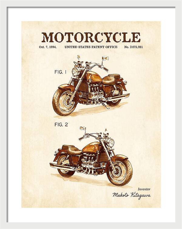 Motorcycle Honda Valkyrie Watercolor Patent Usd375281s