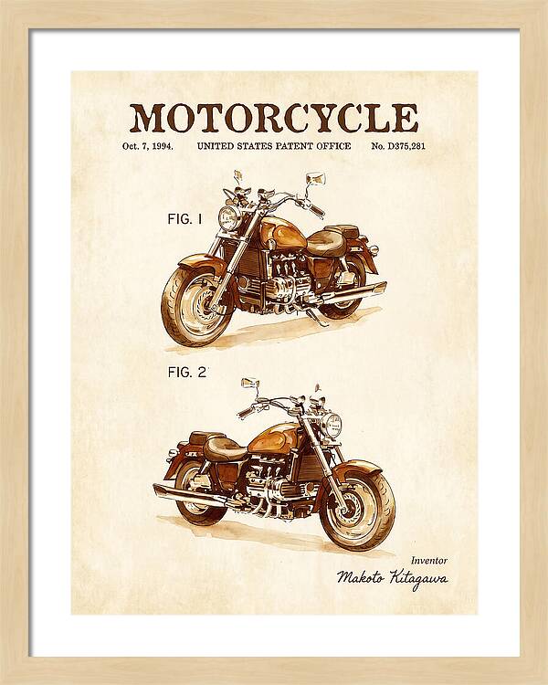 Motorcycle Honda Valkyrie Watercolor Patent Usd375281s