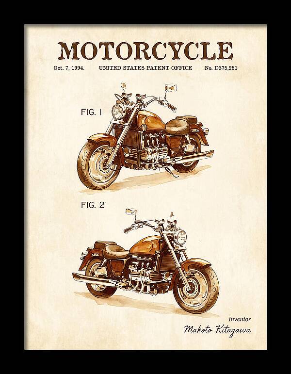 Motorcycle Honda Valkyrie Watercolor Patent Usd375281s