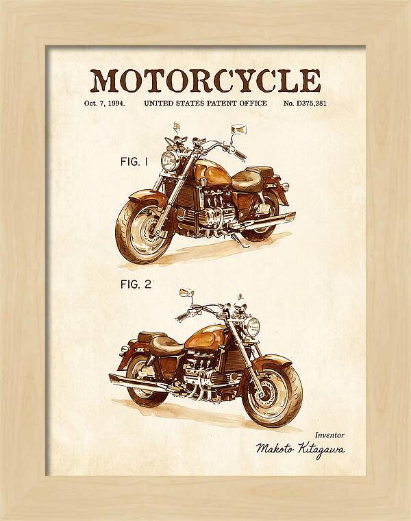 Motorcycle Honda Valkyrie Watercolor Patent Usd375281s