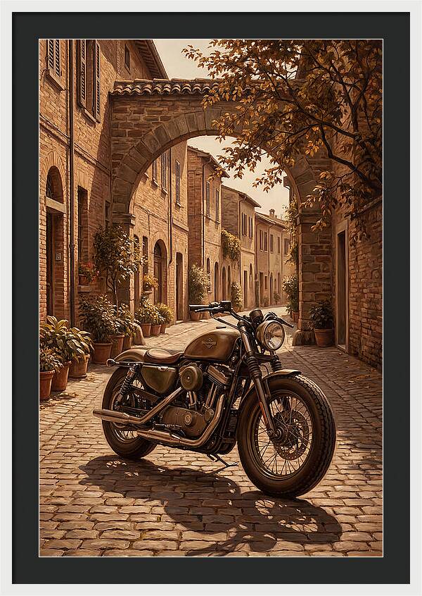 Motorcycle In A Charming Street