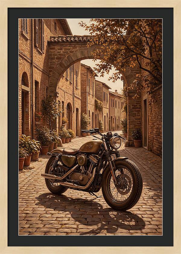 Motorcycle In A Charming Street