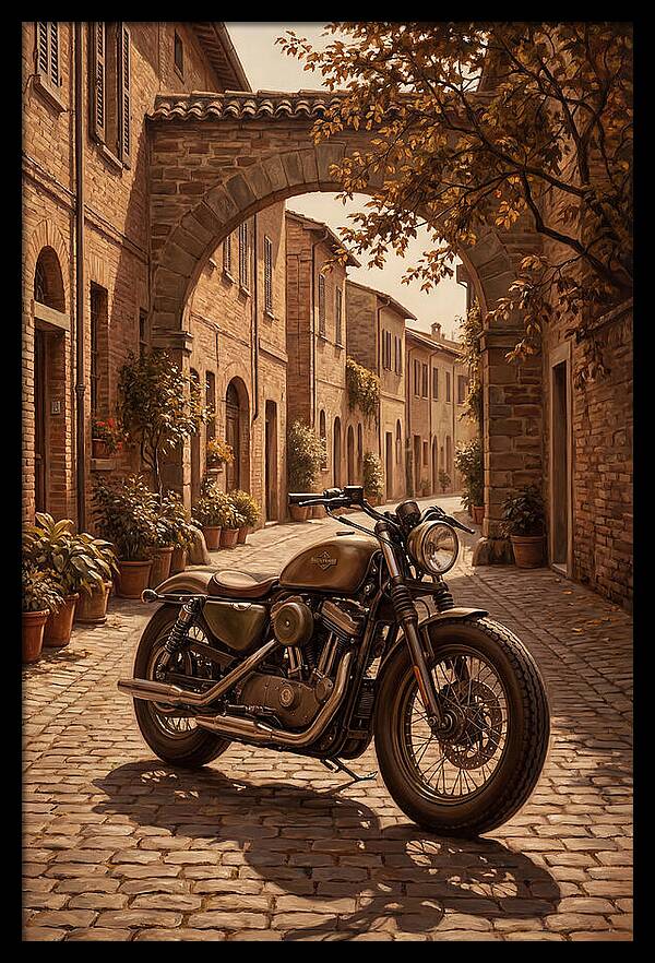 Motorcycle In A Charming Street