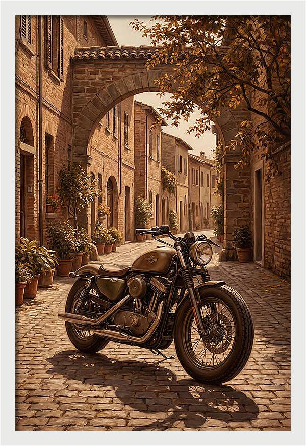 Motorcycle In A Charming Street