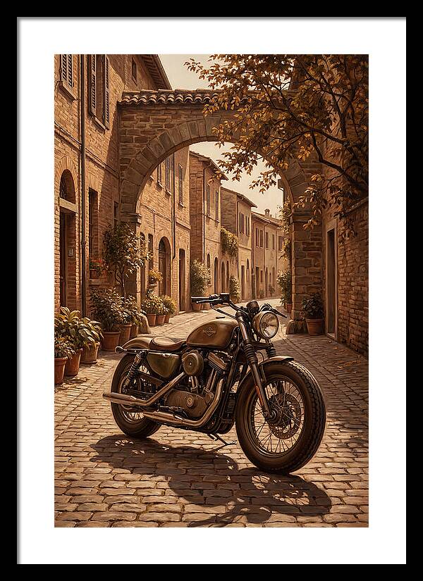 Motorcycle In A Charming Street