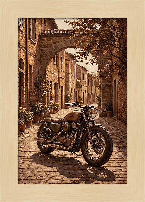 Motorcycle In A Charming Street