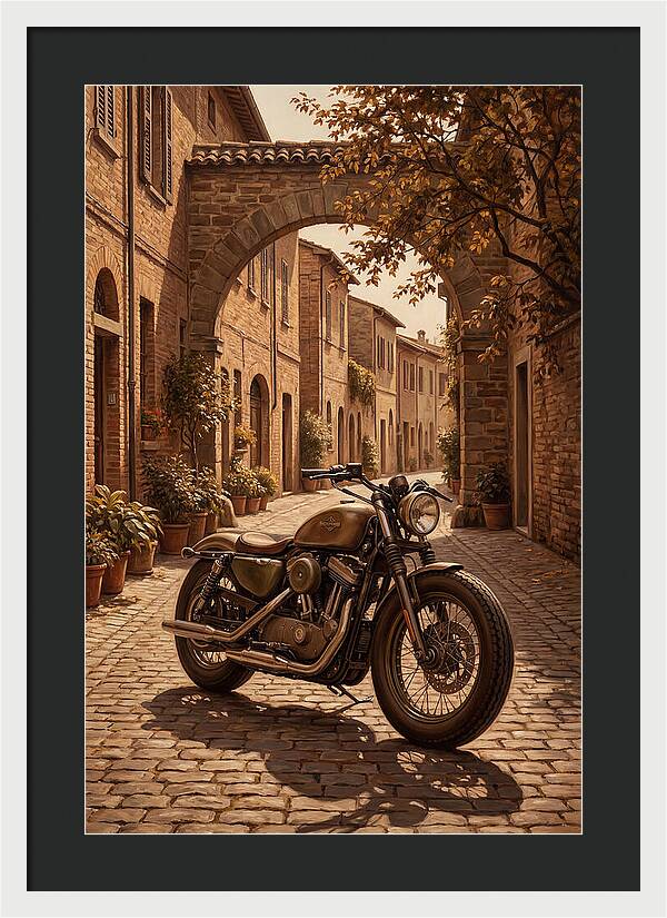 Motorcycle In A Charming Street