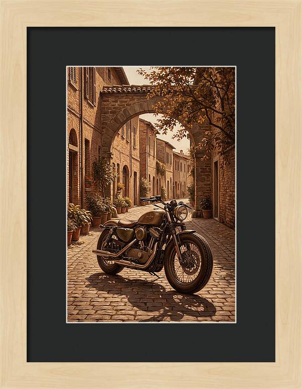 Motorcycle In A Charming Street