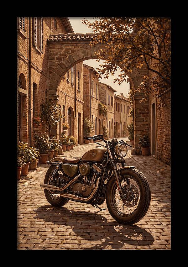 Motorcycle In A Charming Street