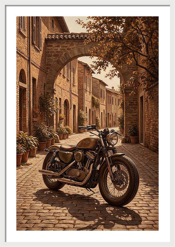 Motorcycle In A Charming Street