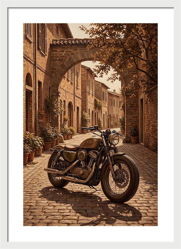Motorcycle In A Charming Street