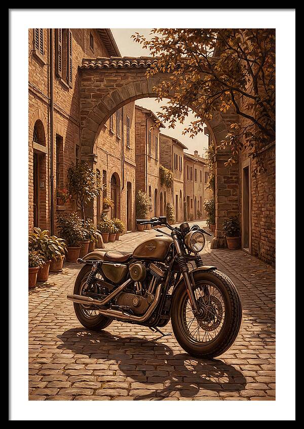 Motorcycle In A Charming Street
