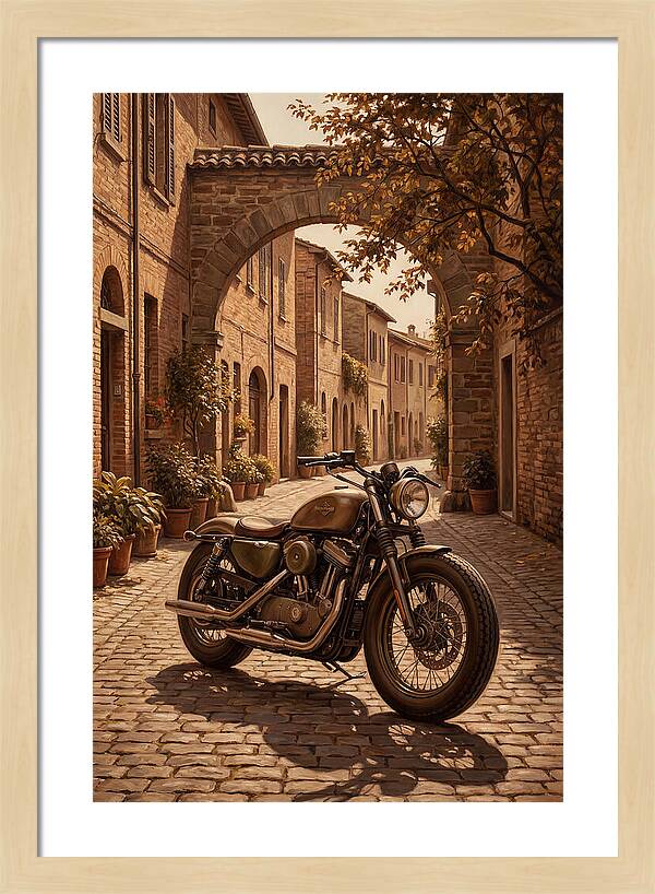 Motorcycle In A Charming Street