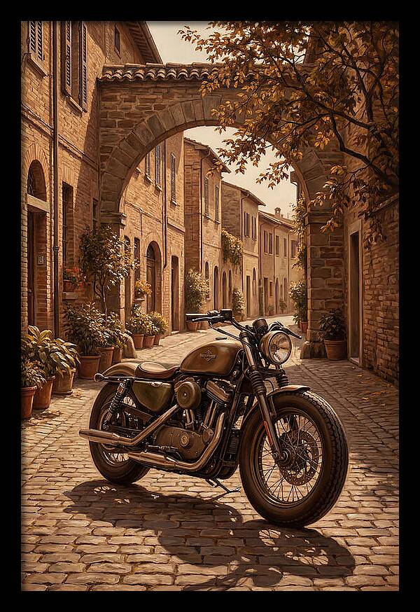 Motorcycle In A Charming Street