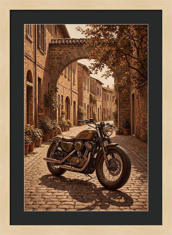 Motorcycle In A Charming Street