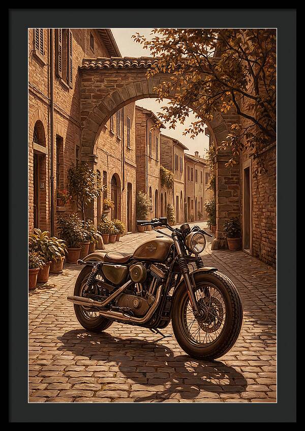 Motorcycle In A Charming Street