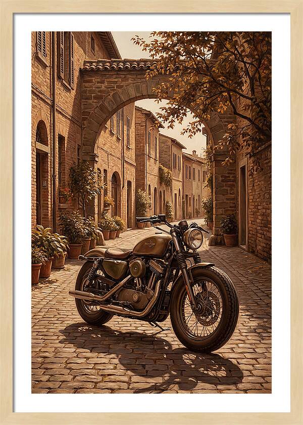 Motorcycle In A Charming Street