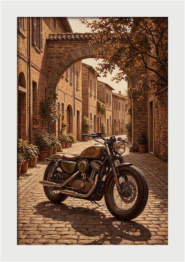 Motorcycle In A Charming Street