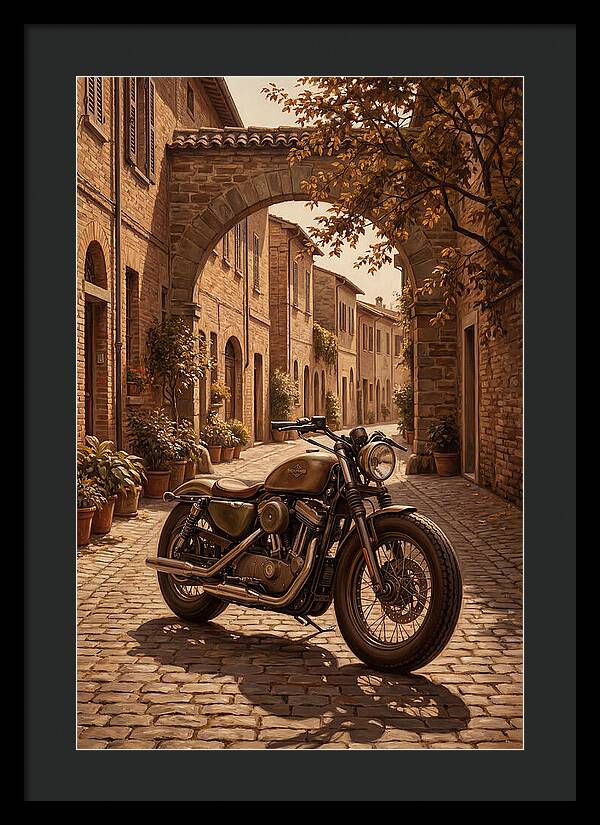 Motorcycle In A Charming Street