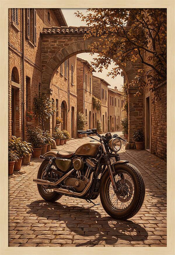 Motorcycle In A Charming Street