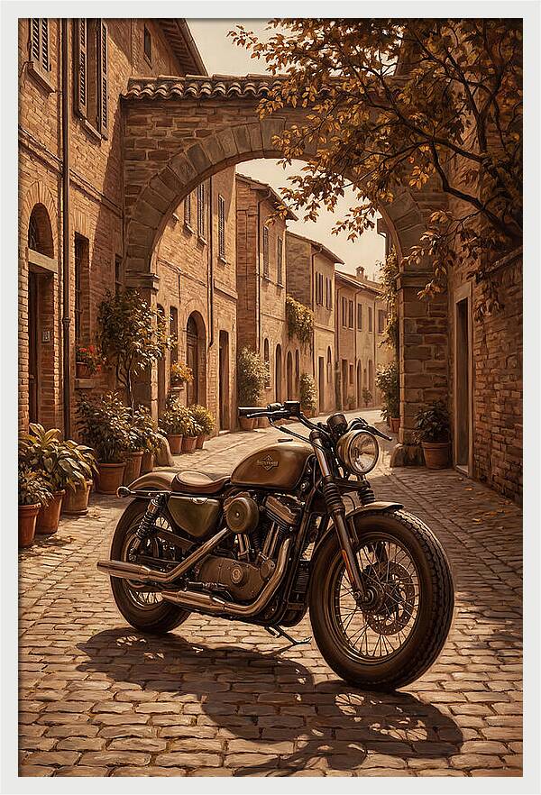 Motorcycle In A Charming Street