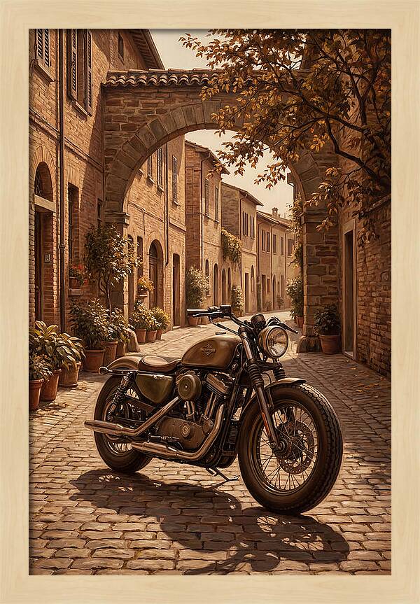Motorcycle In A Charming Street