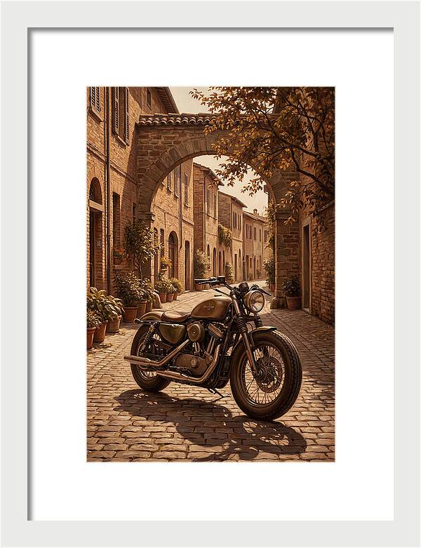 Motorcycle In A Charming Street