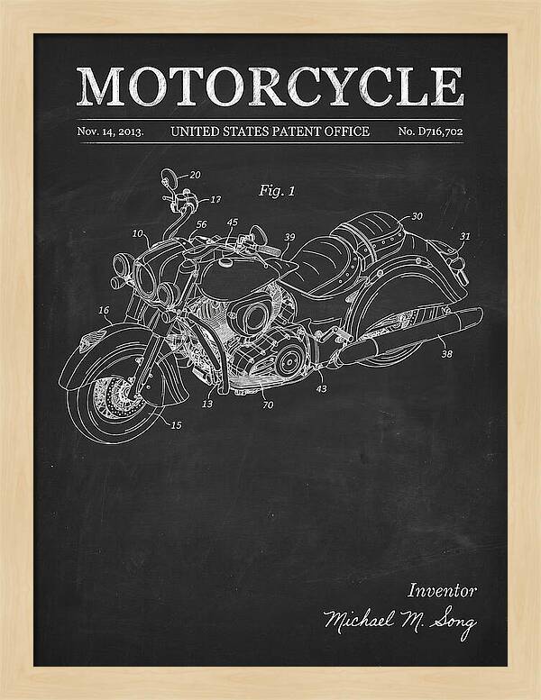 Motorcycle Indian Chief Chalkboard Patent Usd716702s1