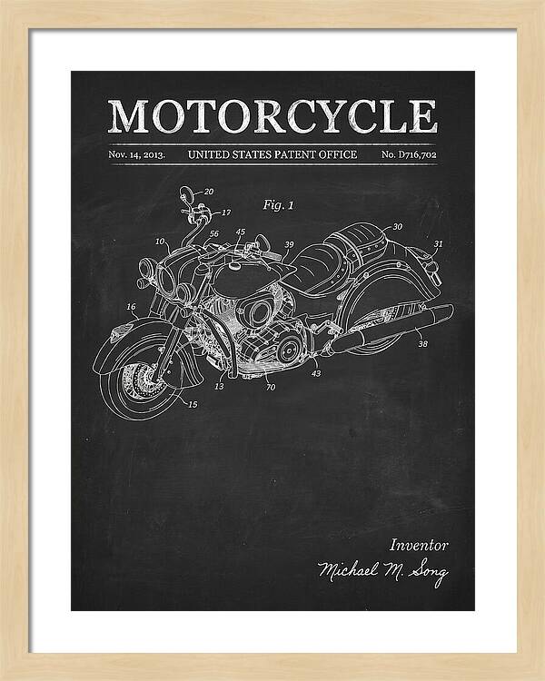 Motorcycle Indian Chief Chalkboard Patent Usd716702s1